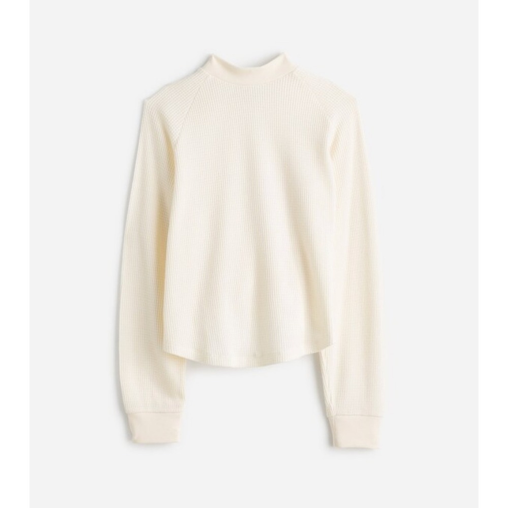 Madewell Waffle Knit Long Sleeve Crewneck XL Casual Coastal Oversized Neutral